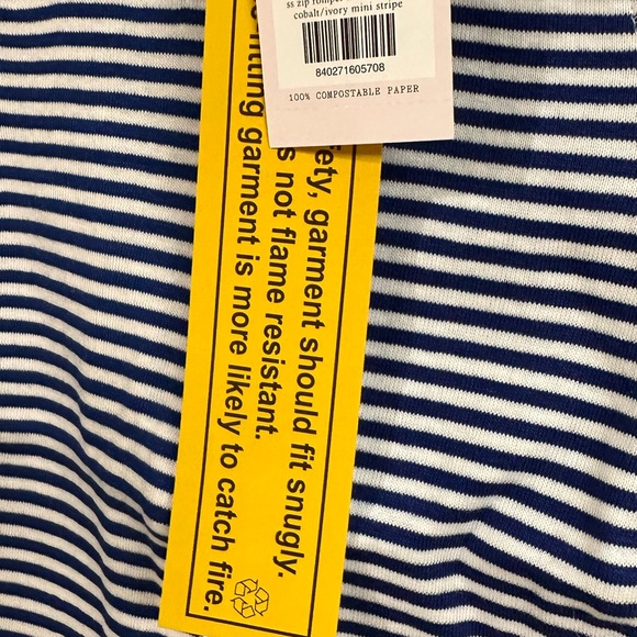 Two Baby 100 % organic cotton zip rompers in mini stripe blue 
NWT - Picture 7 of 7